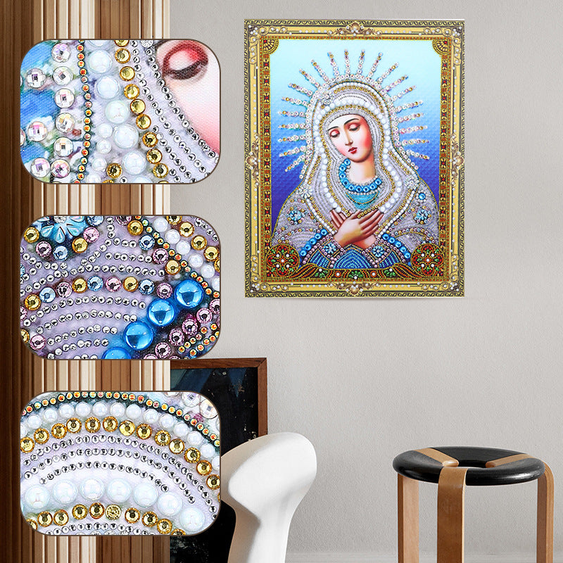 Diamond Painting Kit, 30x40 cm, Round Crystals, Full Drill with Frame, Religious  Diamond Art - Virgin Mary / Mother and Child / ZJ0100