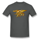 Mens Novelty T-Shirt Navy Seal Trident Logo Breathable Round Neck Short Sleeves Shirt