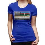 Women's Casual T-shirt Thin Red Blue Green Yellow Gold Line Flag Thin Line EMS Comfy O-Neck Short Sleeve Tops