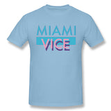 Cotton T Shirt for Men Miami Vice Style Round Neck Short Sleeves Shirt