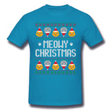 Men's Casual T-shirt Meowy Christmas Comfy O-Neck Short Sleeves Blouse Tops