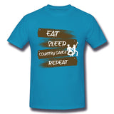 Men's Casual T-shirt Eat Sleep Country Dance Repeat Comfy Round Neck Short Sleeves Shirt