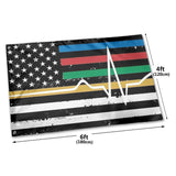 Fly Breeze 4 X 6 Ft Polyester Flag Thin Red Blue Green Yellow Gold Line Flag Thin Line EMS Double Stitched Brass Grommets Indoor Outdoor