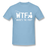 Cotton T Shirt for Men Where's The Fish Style Round Neck Short Sleeves Tees
