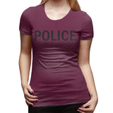 Womens Graphic T-Shirt POLICE Comfy O-Neck Short Sleeve Tee