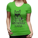 Womens Graphic T-Shirt No Drama LLama Soft O-Neck Short Sleeve Tops