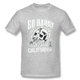 Men's Graphic T Shirt Ed-Hardy-SkullCycle-Flames-Black-White-Unisex Cool Crew Neck Short Sleeves Blouse Tops