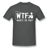 Cotton T Shirt for Men Where's The Fish Style Round Neck Short Sleeves Tees