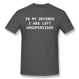 Mens Novelty T-Shirt IN MY DEFENSE Comfy Round Neck Short Sleeves Blouse Tops
