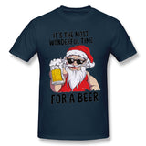 Men's Casual T-shirt Xmas Santa Cool Round Neck Short Sleeves Blouse Tops