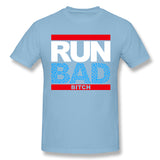 Cotton T Shirt for Men Run Bad Comfortable O-Neck Short Sleeves Tees