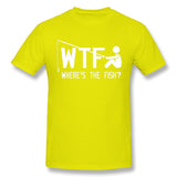 Cotton T Shirt for Men Where's The Fish Style Round Neck Short Sleeves Tees
