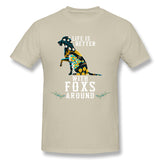 Mens Novelty T-Shirt Life Is Better With Foxs Aroud For Dark Breathable Crew Neck Short Sleeves Tee