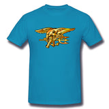 Mens Novelty T-Shirt Navy Seal Trident Logo Breathable Round Neck Short Sleeves Shirt
