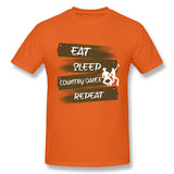 Men's Casual T-shirt Eat Sleep Country Dance Repeat Comfy Round Neck Short Sleeves Shirt