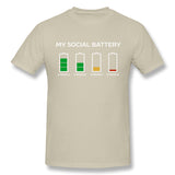 Men's Casual T-shirt Social Battery Dying For This Introvert Cool O-Neck Short Sleeves Shirt