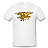 Mens Novelty T-Shirt Navy Seal Trident Logo Breathable Round Neck Short Sleeves Shirt