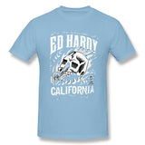 Men's Graphic T Shirt Ed-Hardy-SkullCycle-Flames-Black-White-Unisex Cool Crew Neck Short Sleeves Blouse Tops