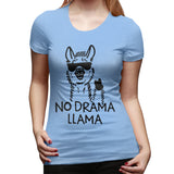 Womens Graphic T-Shirt No Drama LLama Soft O-Neck Short Sleeve Tops