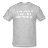 Mens Novelty T-Shirt IN MY DEFENSE Comfy Round Neck Short Sleeves Blouse Tops
