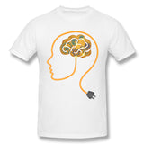 Cotton T Shirt for Men Charging Brain Neurofeedback Cool Crew Neck Short Sleeves Shirt