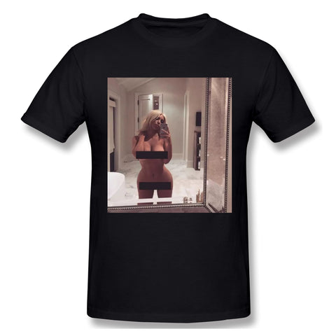 Men's Graphic T Shirt Kim Kardashian Nude-selfie Comfy Round Neck Short Sleeves Shirt