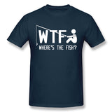 Cotton T Shirt for Men Where's The Fish Style Round Neck Short Sleeves Tees