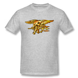 Mens Novelty T-Shirt Navy Seal Trident Logo Breathable Round Neck Short Sleeves Shirt