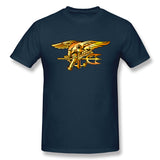 Mens Novelty T-Shirt Navy Seal Trident Logo Breathable Round Neck Short Sleeves Shirt