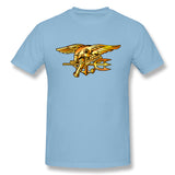 Mens Novelty T-Shirt Navy Seal Trident Logo Breathable Round Neck Short Sleeves Shirt