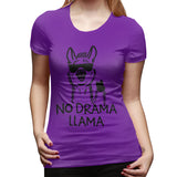 Womens Graphic T-Shirt No Drama LLama Soft O-Neck Short Sleeve Tops
