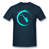 Men's Casual T-shirt Saxophone Comfortable Crew Neck Short Sleeves Blouse Tops