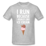 Cotton T Shirt for Men I Run Because I Really Like Ice Cream Comfortable Round Neck Short Sleeves Shirt