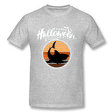Men's Casual T-shirt Funny Happy Halloween Beautiful Shark Cool O-Neck Short Sleeves Shirt