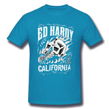Men's Graphic T Shirt Ed-Hardy-SkullCycle-Flames-Black-White-Unisex Cool Crew Neck Short Sleeves Blouse Tops