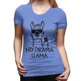 Womens Graphic T-Shirt No Drama LLama Soft O-Neck Short Sleeve Tops