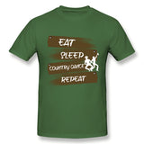 Men's Casual T-shirt Eat Sleep Country Dance Repeat Comfy Round Neck Short Sleeves Shirt