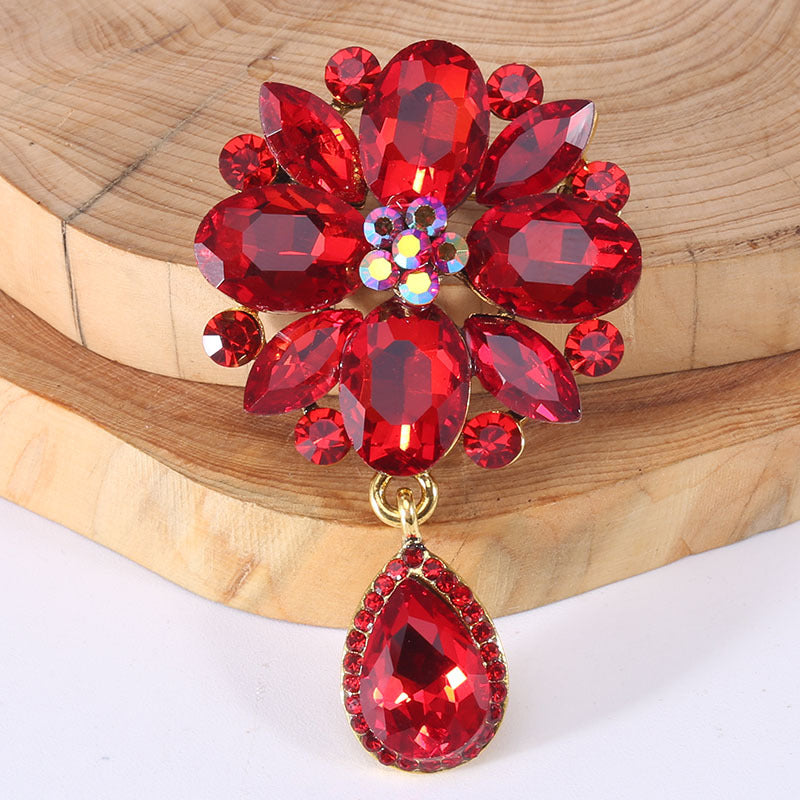 Axmerdal Wedding Bouquet Crystal Rhinestone Brooch Pin - 2.08" Alloy Bridal Accessory