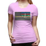 Women's Casual T-shirt Thin Red Blue Green Yellow Gold Line Flag Thin Line EMS Comfy O-Neck Short Sleeve Tops