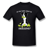 Mens Novelty T-Shirt Border Collie Tennis Comfy Crew Neck Short Sleeves Tee