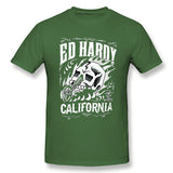 Men's Graphic T Shirt Ed-Hardy-SkullCycle-Flames-Black-White-Unisex Cool Crew Neck Short Sleeves Blouse Tops