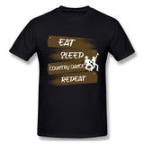 Men's Casual T-shirt Eat Sleep Country Dance Repeat Comfy Round Neck Short Sleeves Shirt