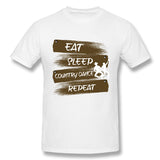 Men's Casual T-shirt Eat Sleep Country Dance Repeat Comfy Round Neck Short Sleeves Shirt