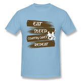 Men's Casual T-shirt Eat Sleep Country Dance Repeat Comfy Round Neck Short Sleeves Shirt