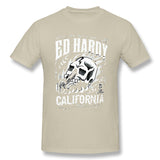 Men's Graphic T Shirt Ed-Hardy-SkullCycle-Flames-Black-White-Unisex Cool Crew Neck Short Sleeves Blouse Tops