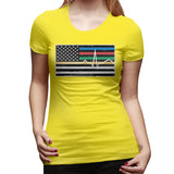Women's Casual T-shirt Thin Red Blue Green Yellow Gold Line Flag Thin Line EMS Comfy O-Neck Short Sleeve Tops