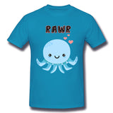 Men's Casual T-shirt Octopus Rawr Cool Crew Neck Short Sleeves Blouse Tops