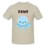 Men's Casual T-shirt Octopus Rawr Cool Crew Neck Short Sleeves Blouse Tops