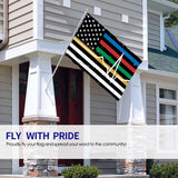 Fly Breeze 4 X 6 Ft Polyester Flag Thin Red Blue Green Yellow Gold Line Flag Thin Line EMS Double Stitched Brass Grommets Indoor Outdoor