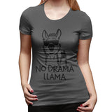 Womens Graphic T-Shirt No Drama LLama Soft O-Neck Short Sleeve Tops